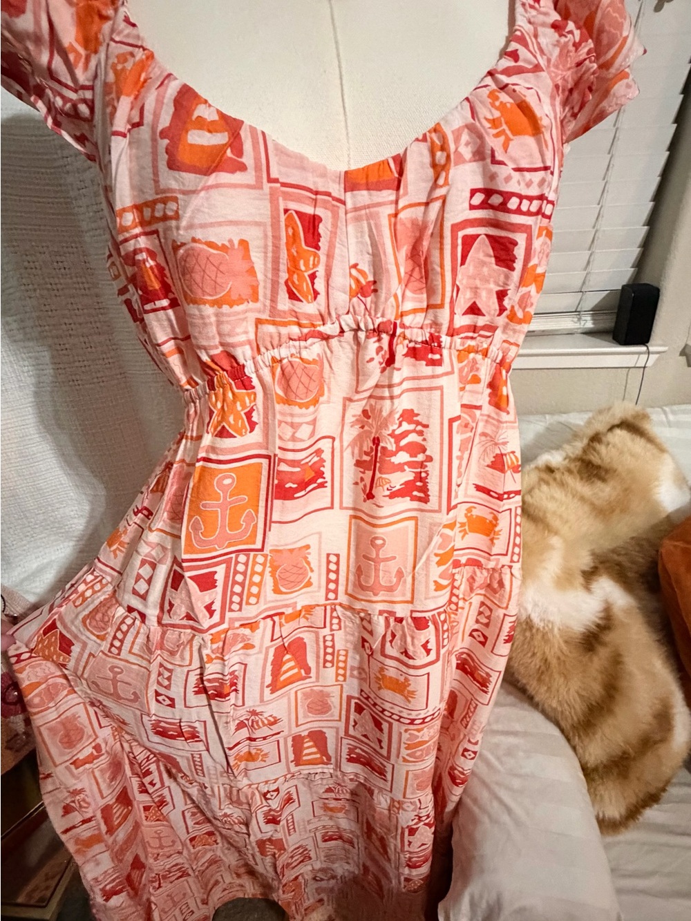 NWT Ellison Pink and Orange Nautical Print Maxi Dress - Picture 4 of 6